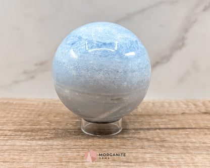 Large Blue Calcite Sphere – Soothing Healing Crystal for Calm, Clarity & Emotional Balance Morganite Gems