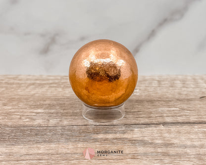 Solid Copper Sphere – Grounding & Healing Energy Tool for Balance, Vitality & Amplification Morganite Gems