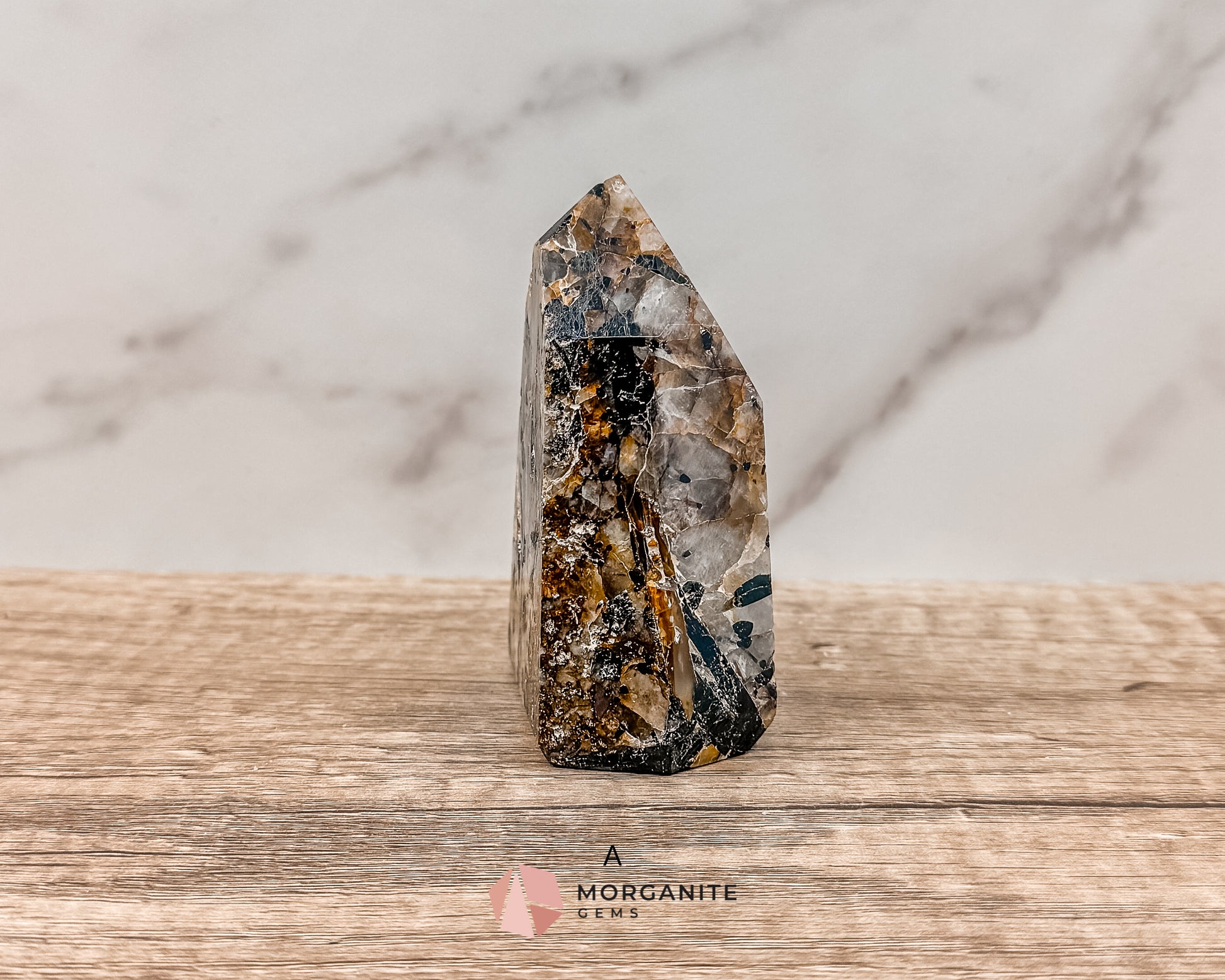 Mosaic Black Tourmaline Quartz Towers – Protective Crystal for Grounding, Cleansing & Amplification Morganite Gems