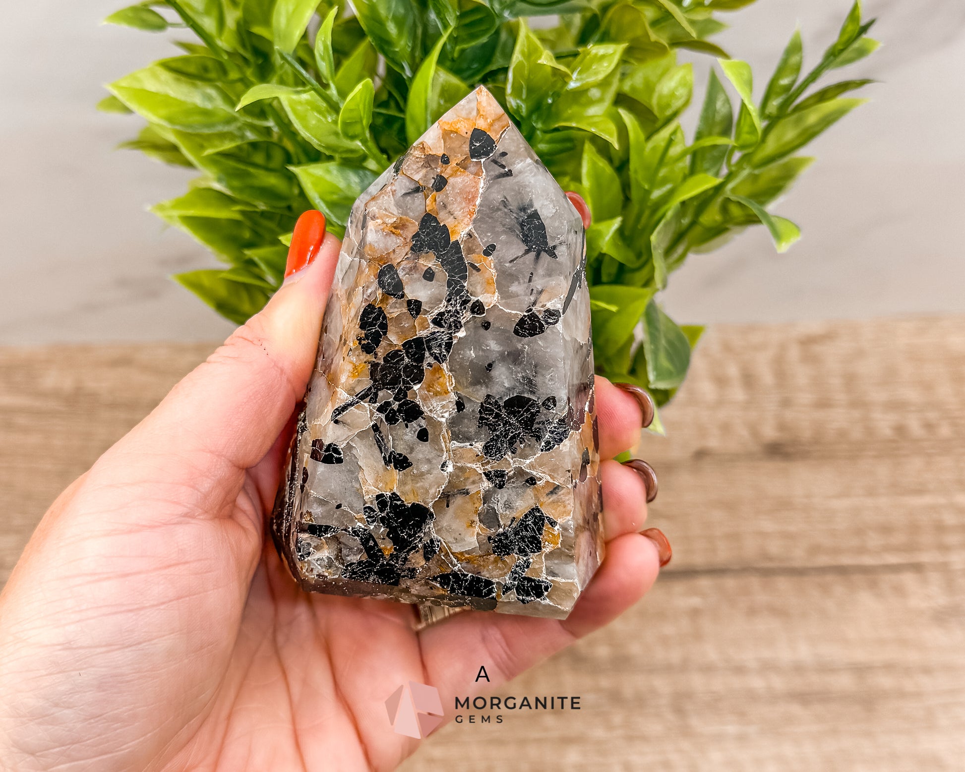 Mosaic Black Tourmaline Quartz Towers – Protective Crystal for Grounding, Cleansing & Amplification Morganite Gems