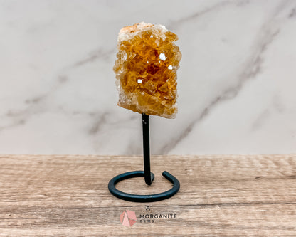 Raw Citrine on Metal Stand – Natural Healing Crystal for Abundance, Positivity & Energy Morganite Gems