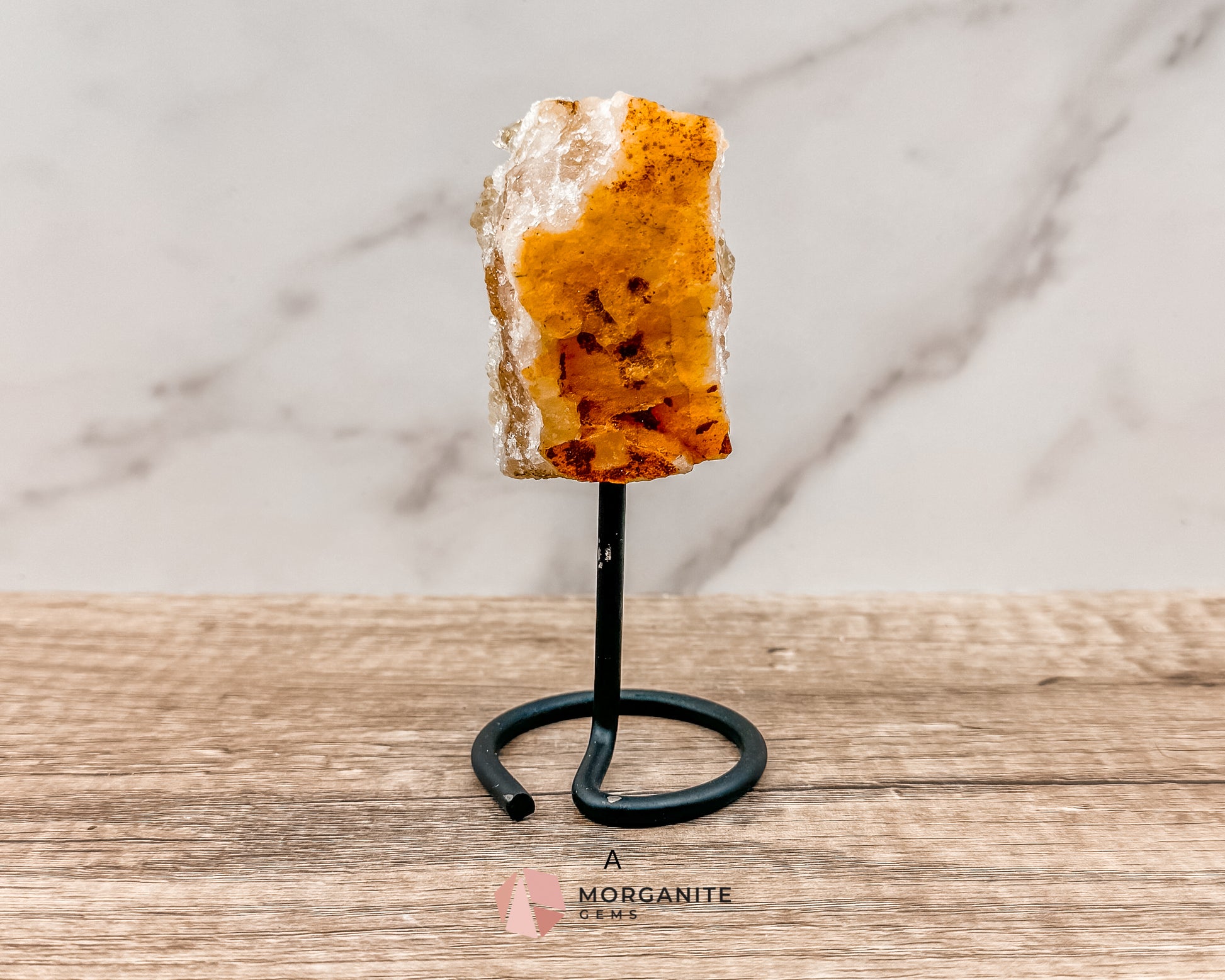 Raw Citrine on Metal Stand – Natural Healing Crystal for Abundance, Positivity & Energy Morganite Gems