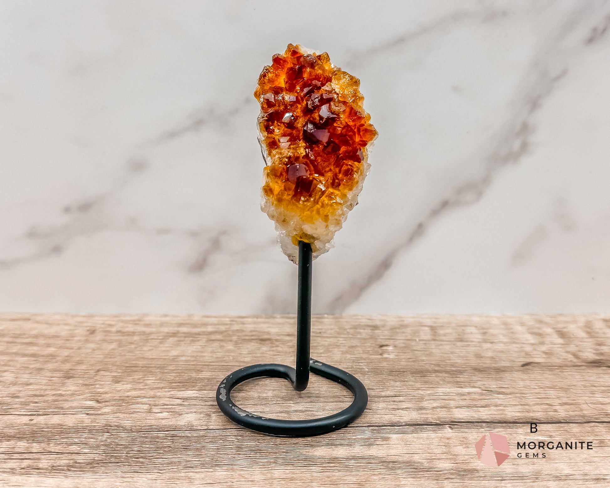 Raw Citrine on Metal Stand – Natural Healing Crystal for Abundance, Positivity & Energy Morganite Gems