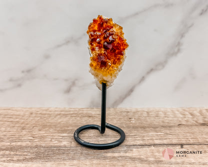 Raw Citrine on Metal Stand – Natural Healing Crystal for Abundance, Positivity & Energy Morganite Gems