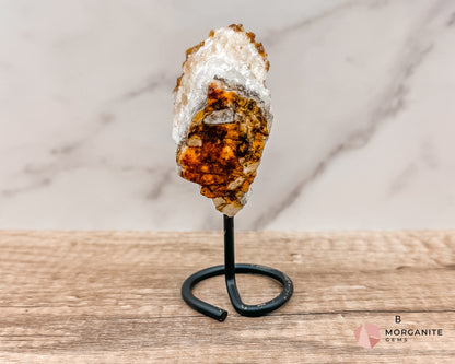 Raw Citrine on Metal Stand – Natural Healing Crystal for Abundance, Positivity & Energy Morganite Gems