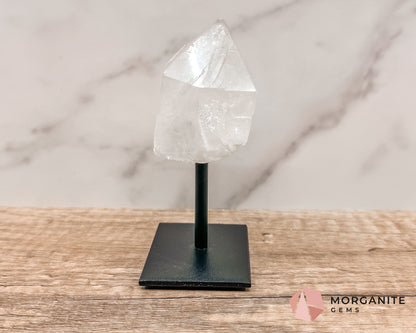 Clear Quartz Point on Metal Stand – Energy Amplifying Crystal for Clarity, Healing & Focus Morganite Gems