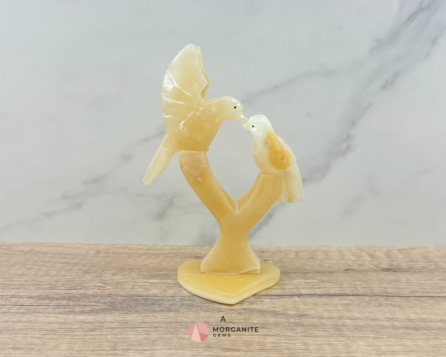 Elegant Onyx Dove Tree Sculpture – Symbol of Love and Serenity