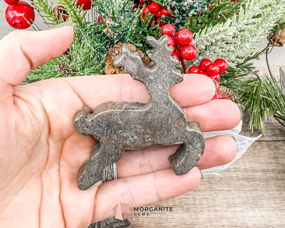 Pyrite Reindeer Carving – Festive Handcrafted Holiday Decor