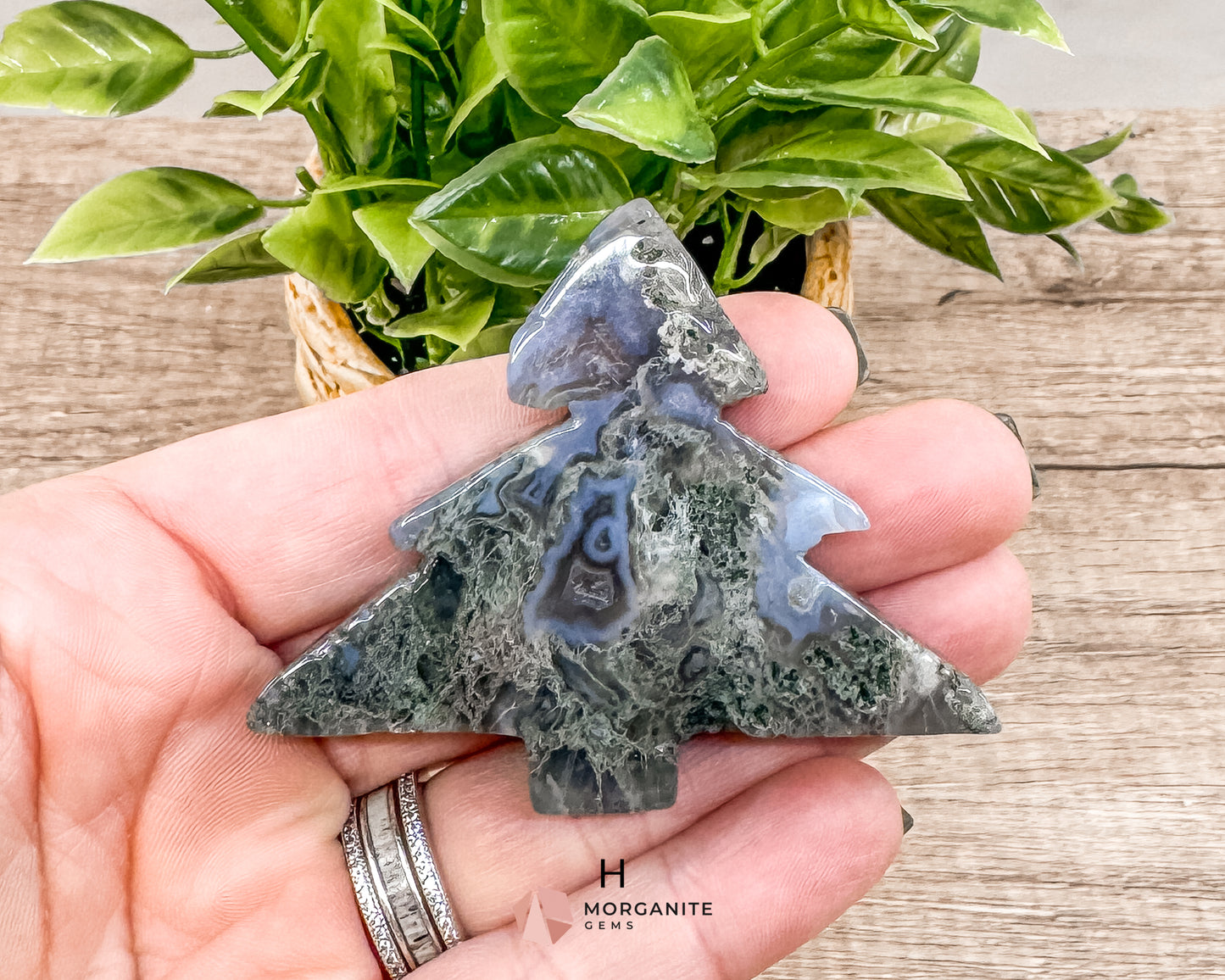 Unique Moss Agate Pine Tree Carvings – Each One-of-a-Kind