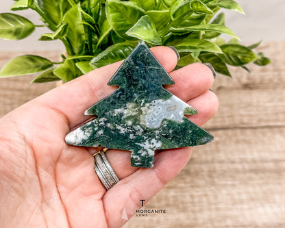 Unique Moss Agate Pine Tree Carvings – Each One-of-a-Kind