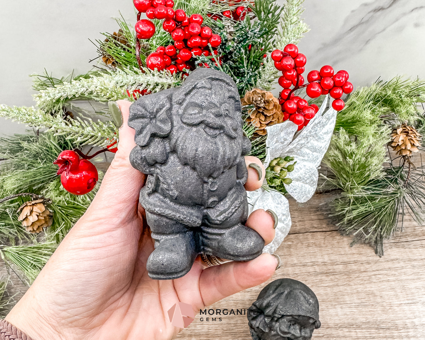 Shungite Santa Claus Carving – Festive Elegance in Natural Stone