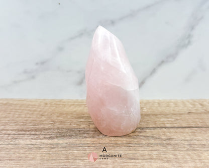 Medium Rose Quartz Flame – Handcrafted Crystal of Love and Serenity