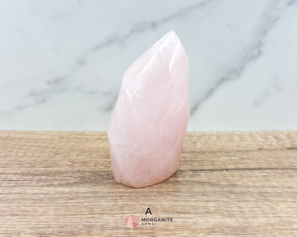 Medium Rose Quartz Flame – Handcrafted Crystal of Love and Serenity