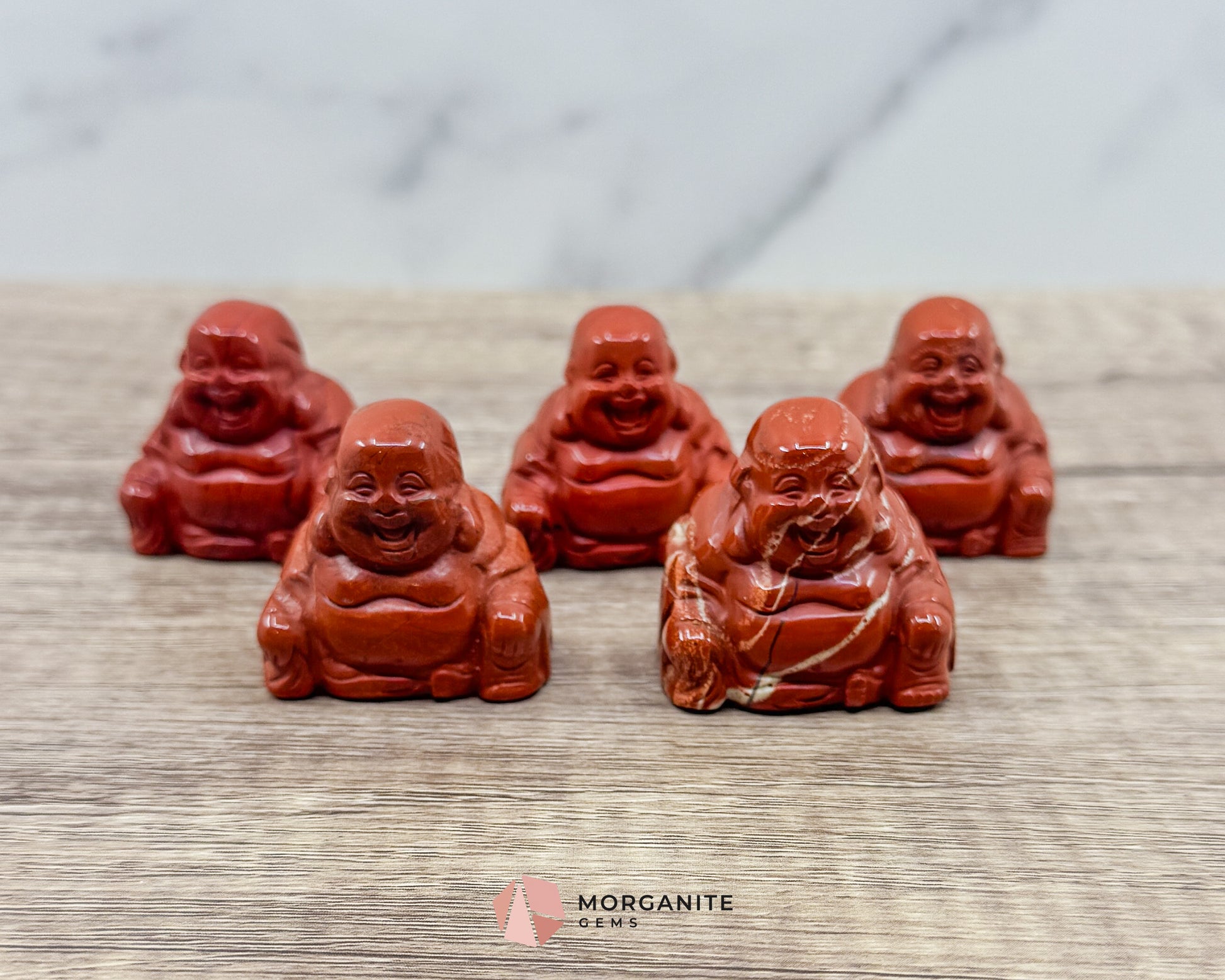 Red Jasper Fat Belly Buddha Maitreya Carving – Handcrafted Symbol of Prosperity-Morganite Gems