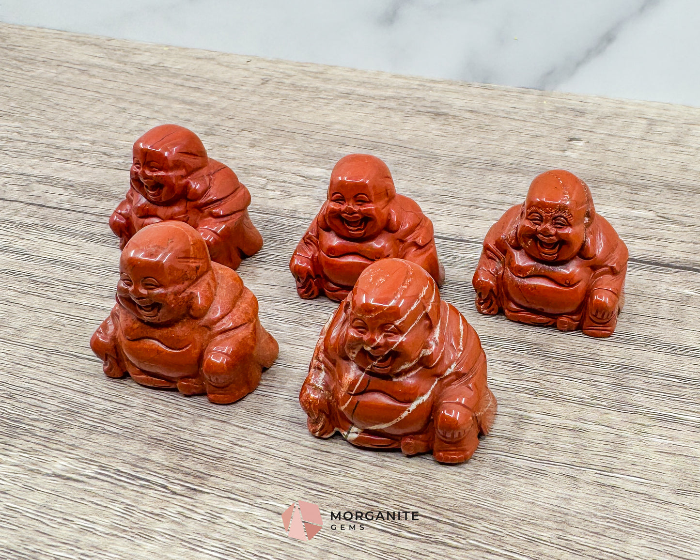 Red Jasper Fat Belly Buddha Maitreya Carving – Handcrafted Symbol of Prosperity-Morganite Gems