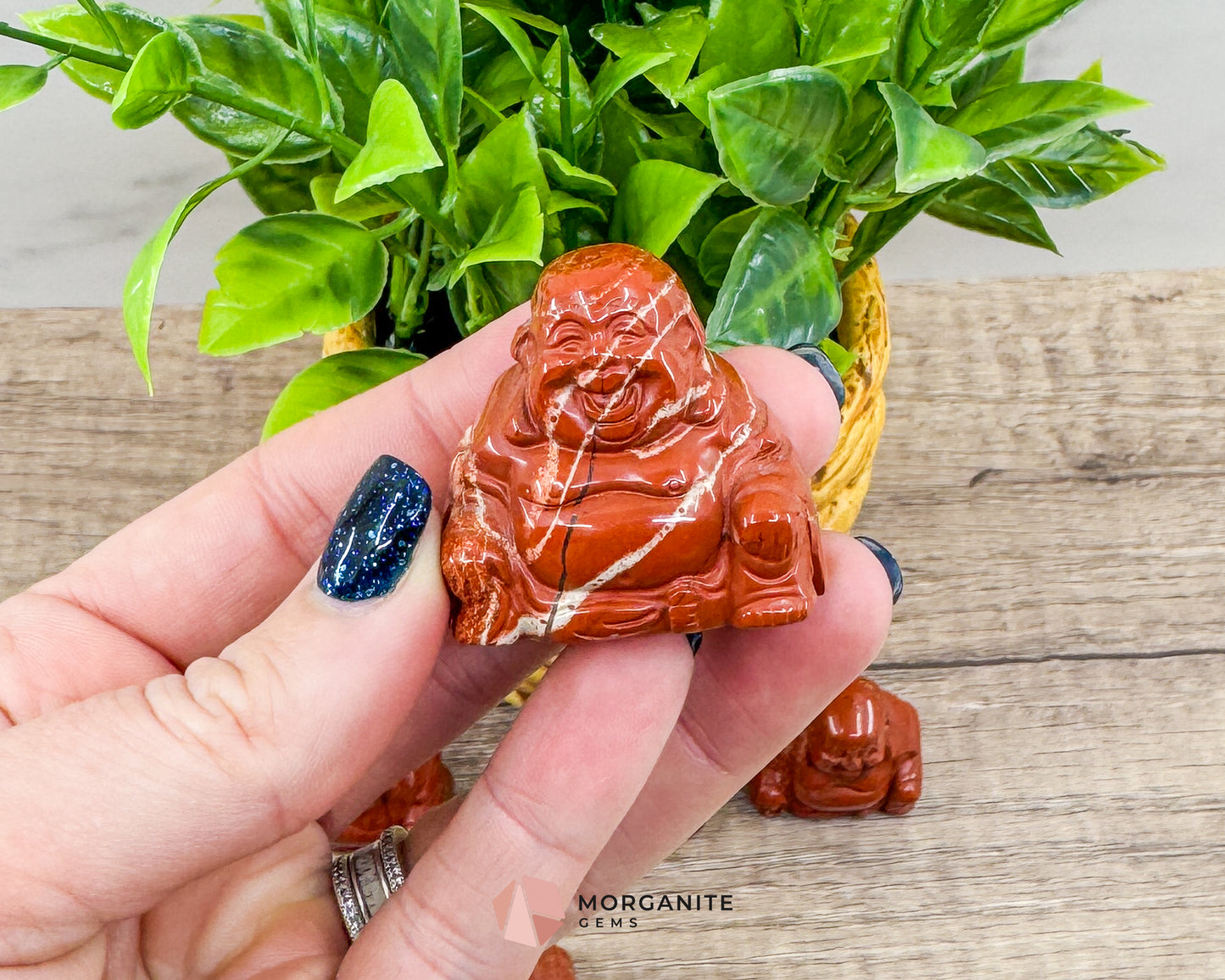 Red Jasper Fat Belly Buddha Maitreya Carving – Handcrafted Symbol of Prosperity-Morganite Gems