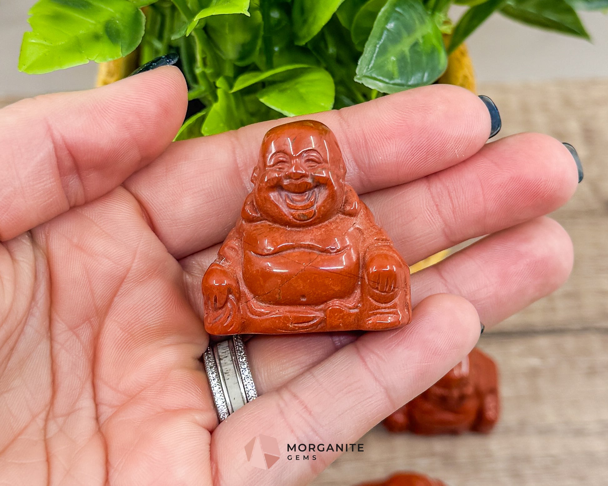 Red Jasper Fat Belly Buddha Maitreya Carving – Handcrafted Symbol of Prosperity-Morganite Gems