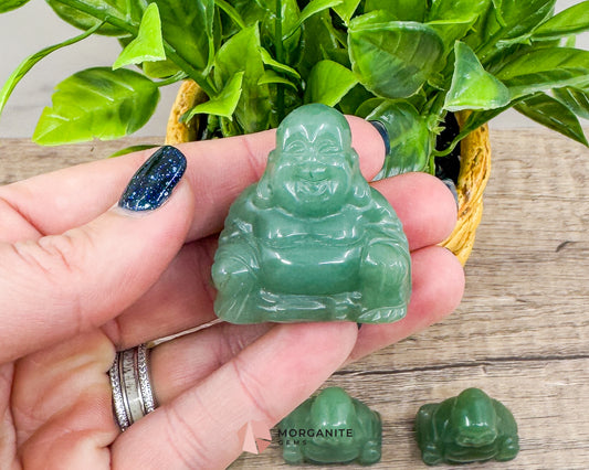 Green Aventurine Fat Belly Buddha Maitreya Carving – Symbol of Abundance and Luck-Morganite Gems