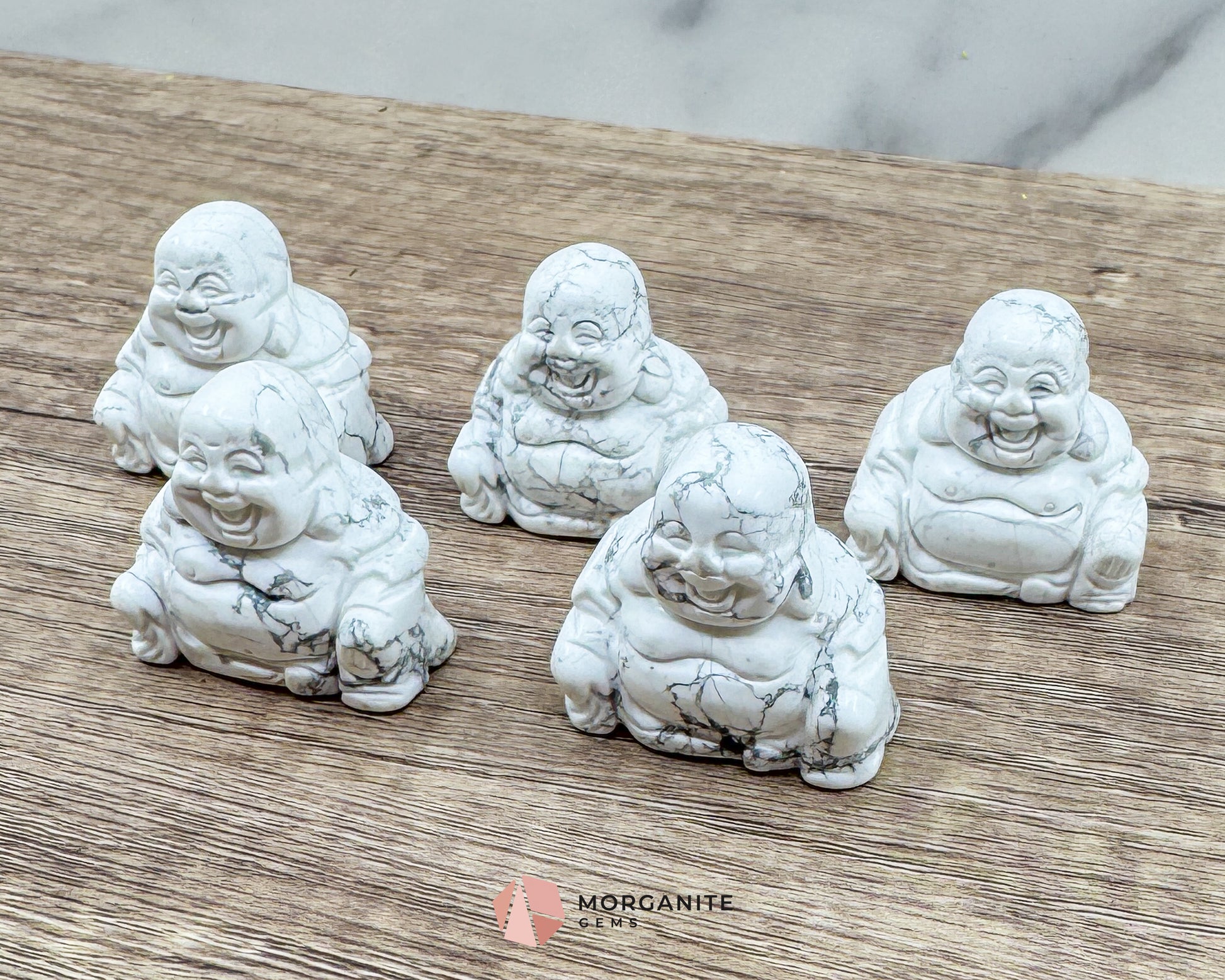 Howlite Fat Belly Buddha Maitreya Carving – Symbol of Peace and Abundance-Morganite Gems