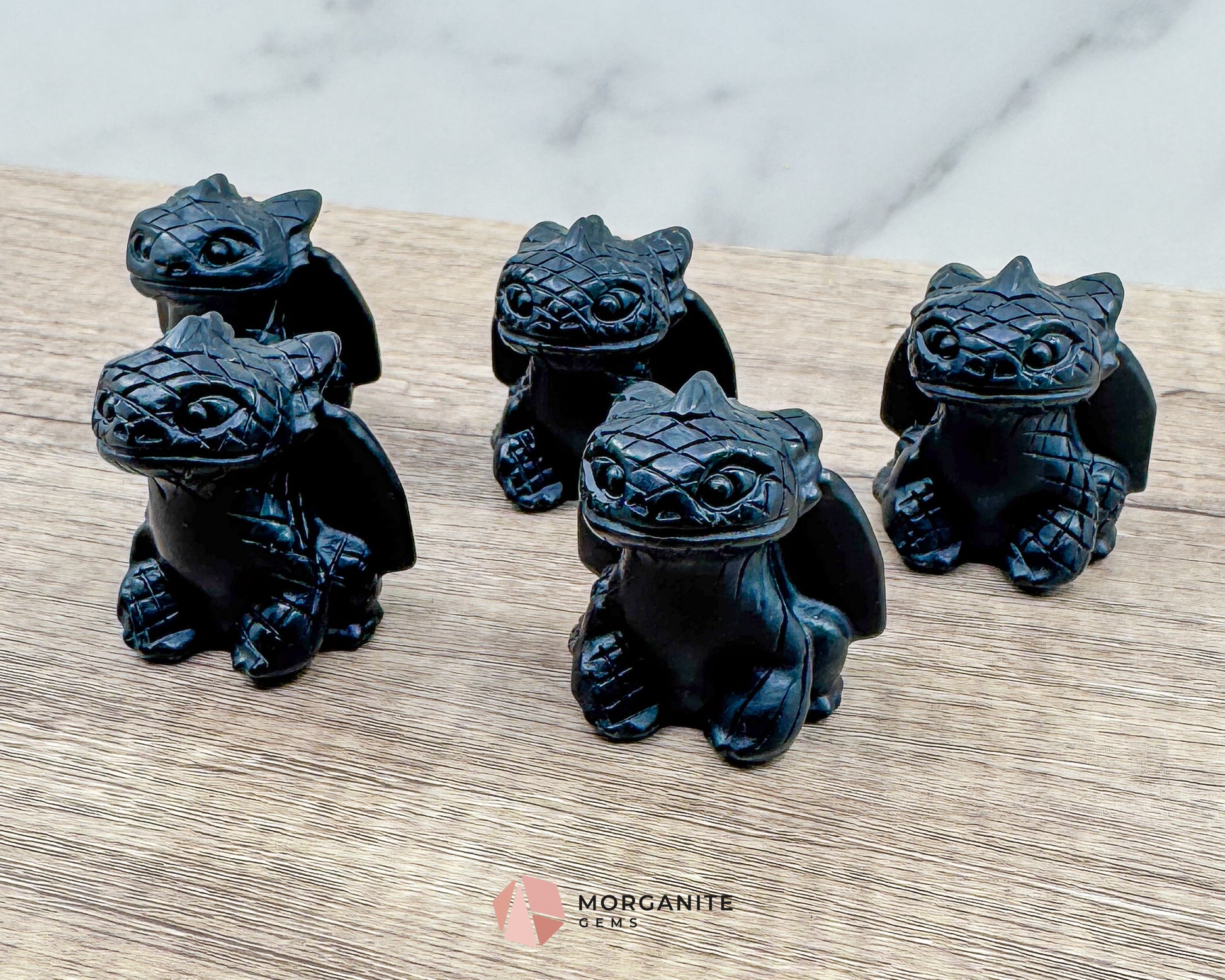 Dragon Carving Synthetic Obsidian  – A Mythical Masterpiece-Morganite Gems