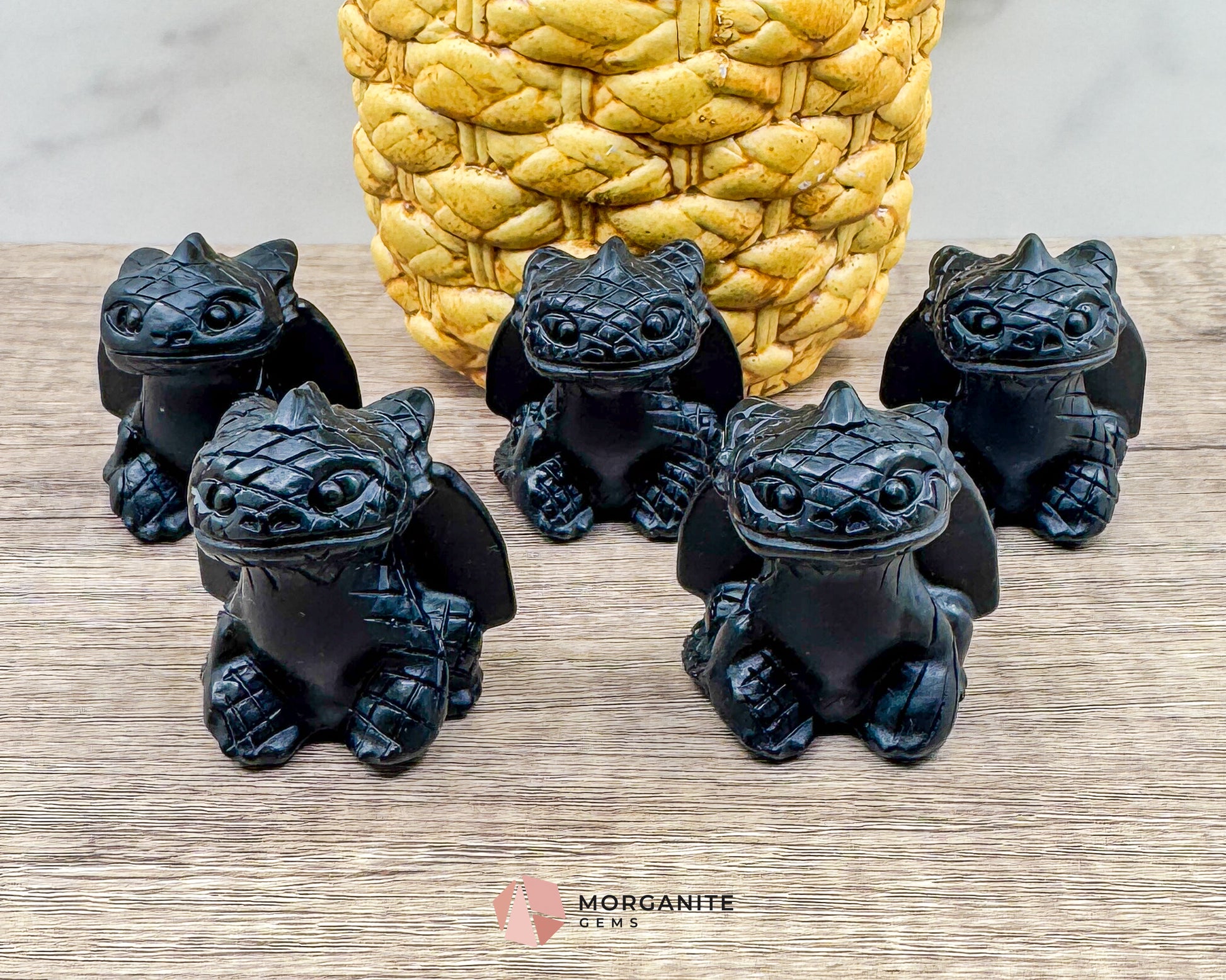 Dragon Carving Synthetic Obsidian  – A Mythical Masterpiece-Morganite Gems