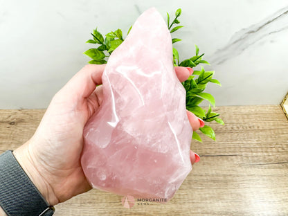 Large Rose Quartz Flame - Morganite Gems