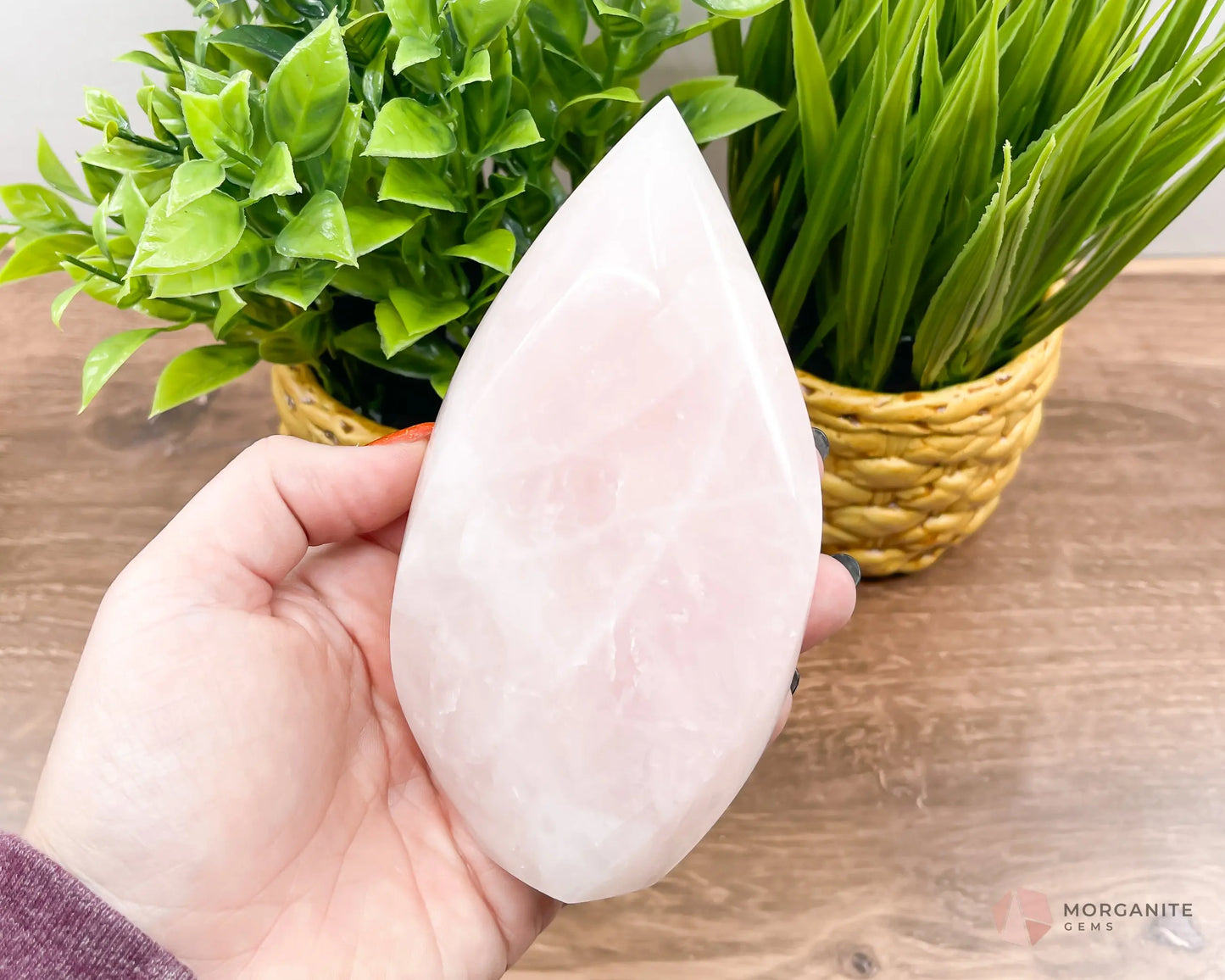 Large Rose Quartz Flame - Morganite Gems