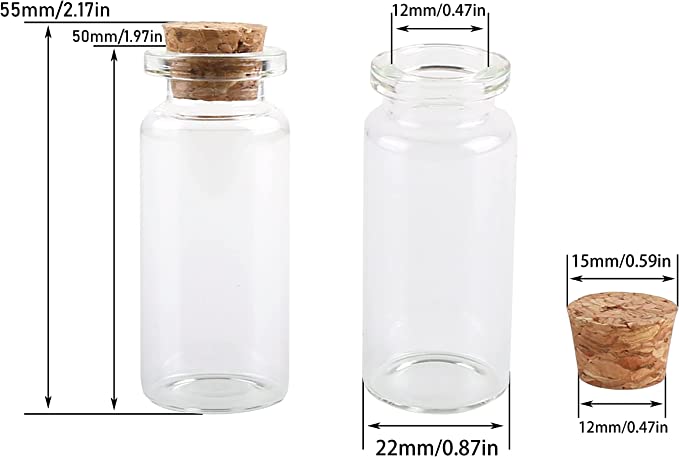 Glass Bottle with Cork, Glass Jar with Cork - Morganite Gems