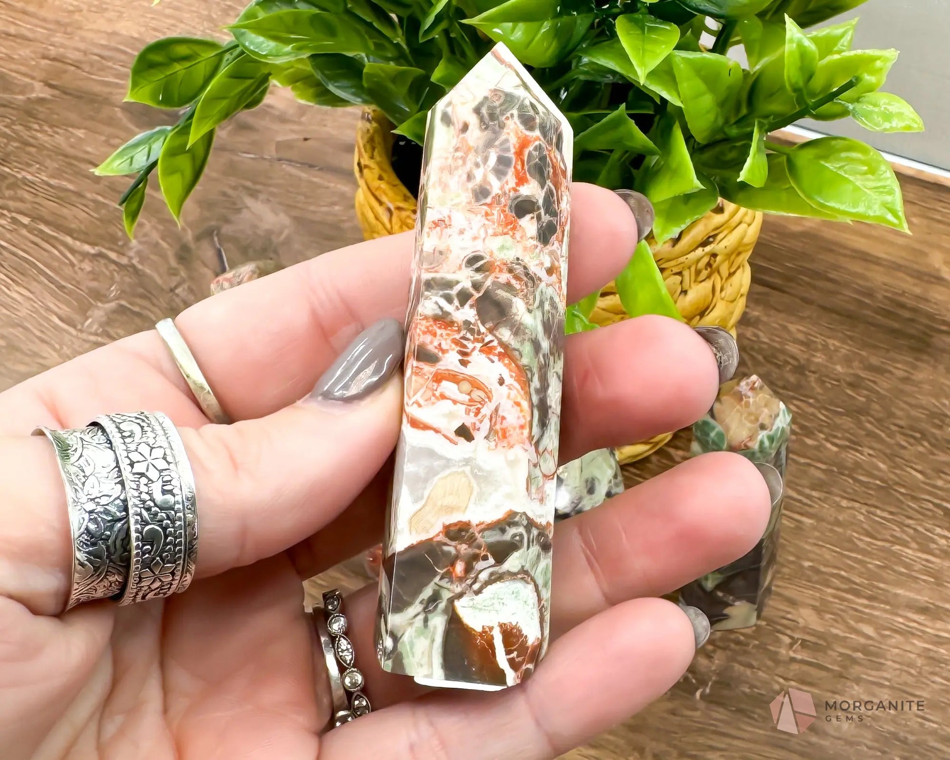 Natural Crystal Money Agate Obelisk Tower Point-Morganite Gems