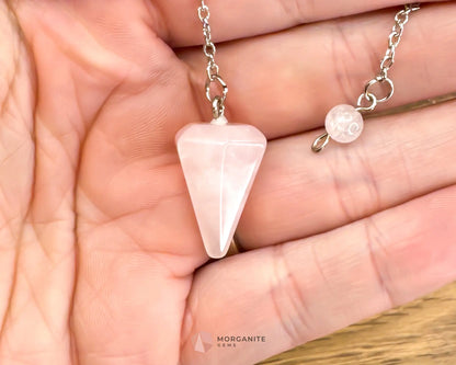 Natural Crystal Pendulum - Morganite Gems