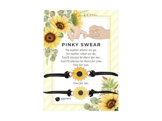 Pinky Swear Sunflower Bracelet | Friendship Bracelet | Boho Adjustable Bracelets | Best Friend Bracelet | Long Distance | Sunflower Gift