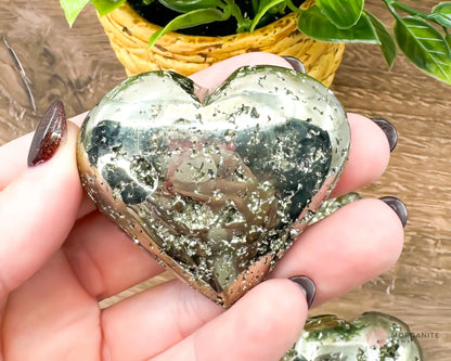 Pyrite Hearts - Polished Stone Cluster - Morganite Gems