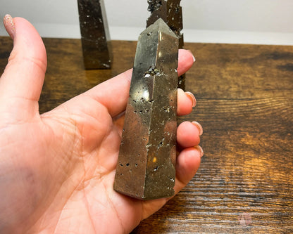 Pyrite Tower Obelisk Point - Morganite Gems