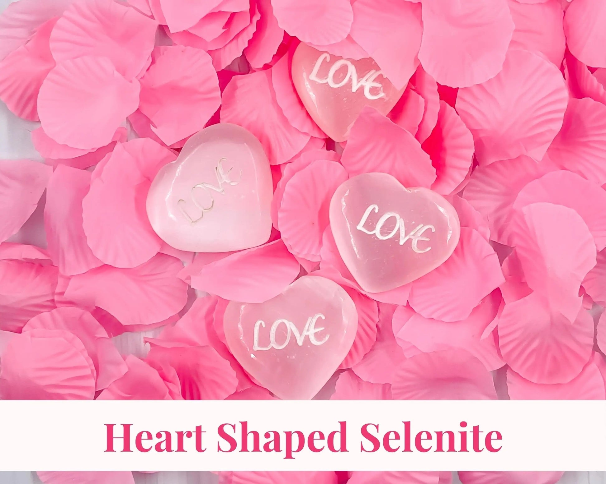 Selenite Heart Love-Morganite Gems