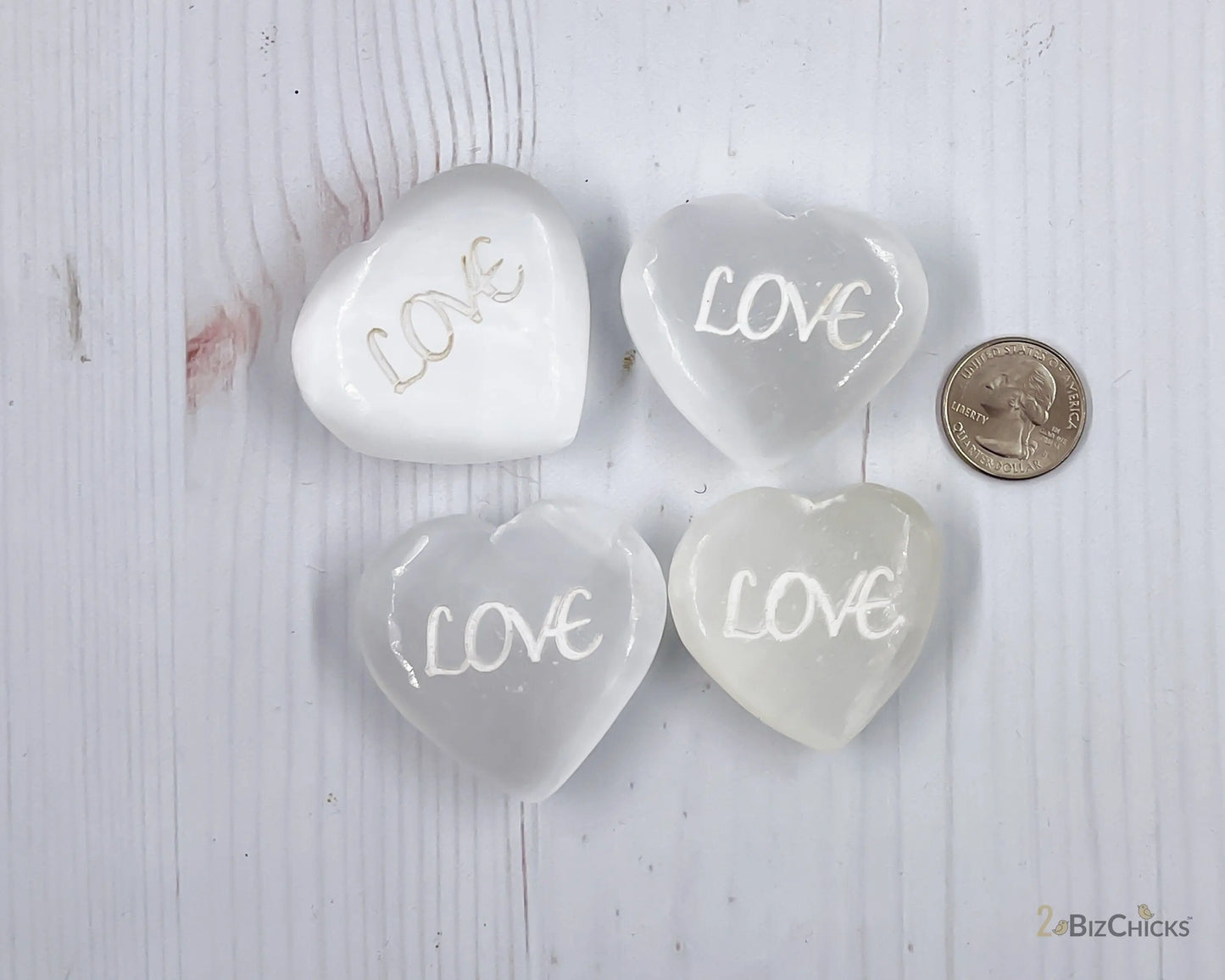 Selenite Heart Love-Morganite Gems