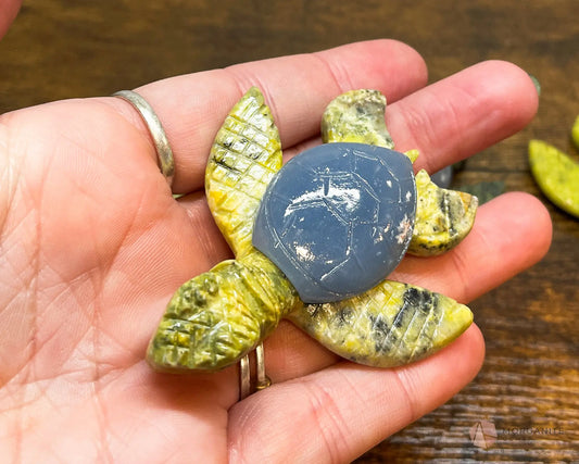 Serpentine Turtle Animal Carving - Morganite Gems