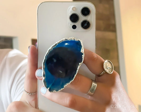 Silver Plated Agate Phone Grip