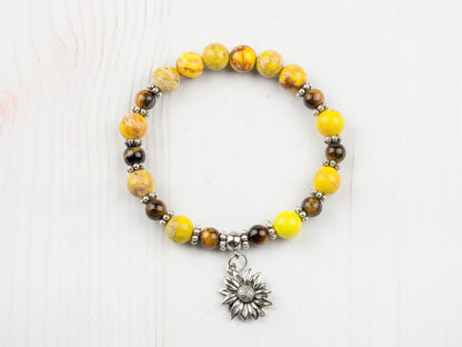 Sunflower Bracelet | Sunflower Charm Jewelry | Laughter Bracelet | Happiness Bracelet | Energy Bracelet | Bracelet for Joy | Sunflower Jewel