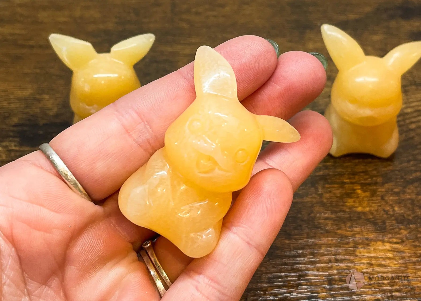 Yellow Calcite Pikachu-Inspired Crystal Figurine – Hand-Carved Pokémon Collectible - Morganite Gems