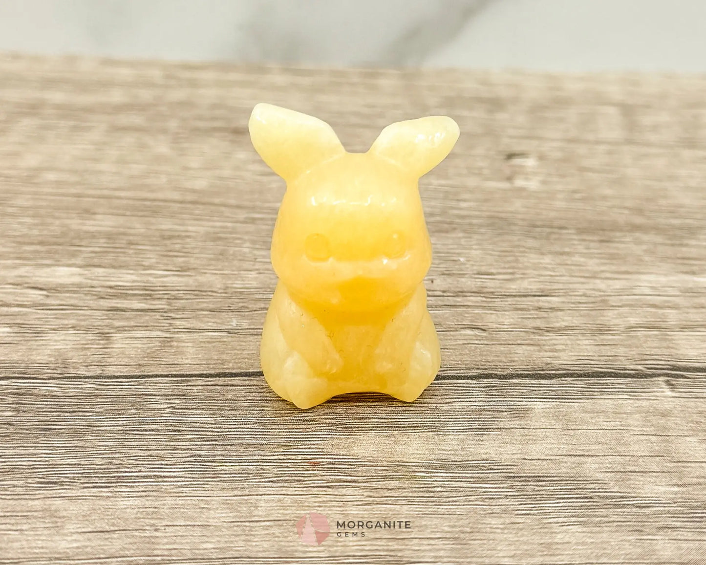 Yellow Calcite Pikachu-Inspired Crystal Figurine – Hand-Carved Pokémon Collectible - Morganite Gems