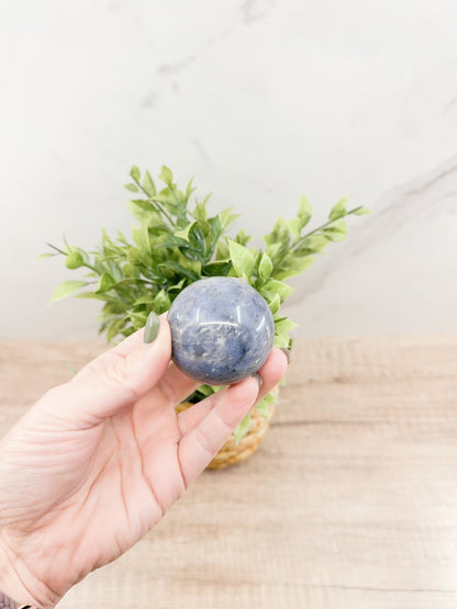 Dumortierite Blue Quartz Sphere – Polished Crystal Ball for Focus, Clarity, and Communication