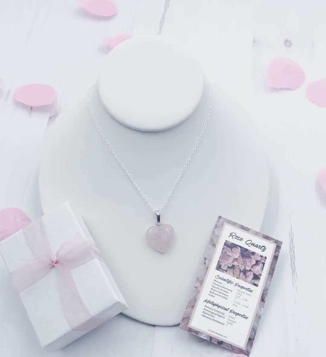 Heart Shaped Rose Quartz Pendant Necklace | Rose Quartz Necklace | Heart Shaped Rose Quartz | Healing Crystal Jewelry | Rose Quartz Healing