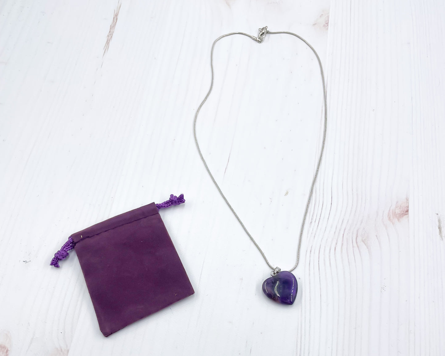 Amethyst Heart Shaped Pendant Necklace