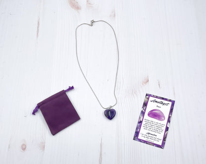 Amethyst Heart Shaped Pendant Necklace