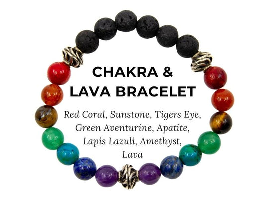 Chakra and Lava Bracelet