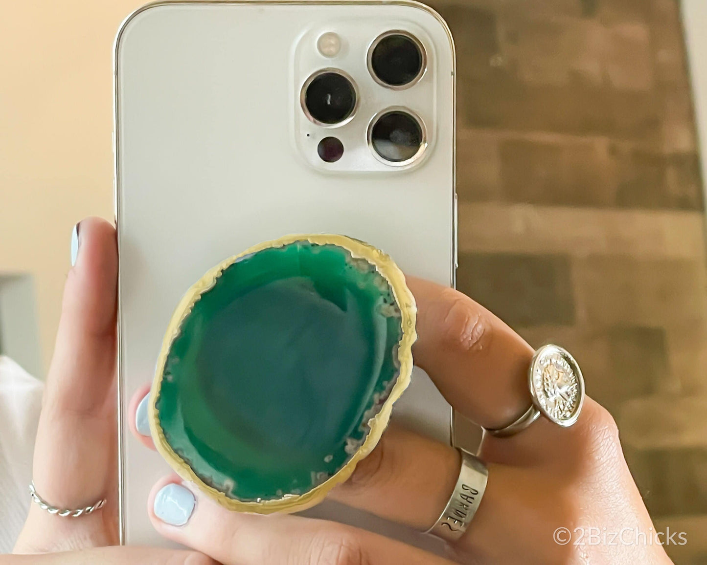 Gold Plated Agate Phone Grip