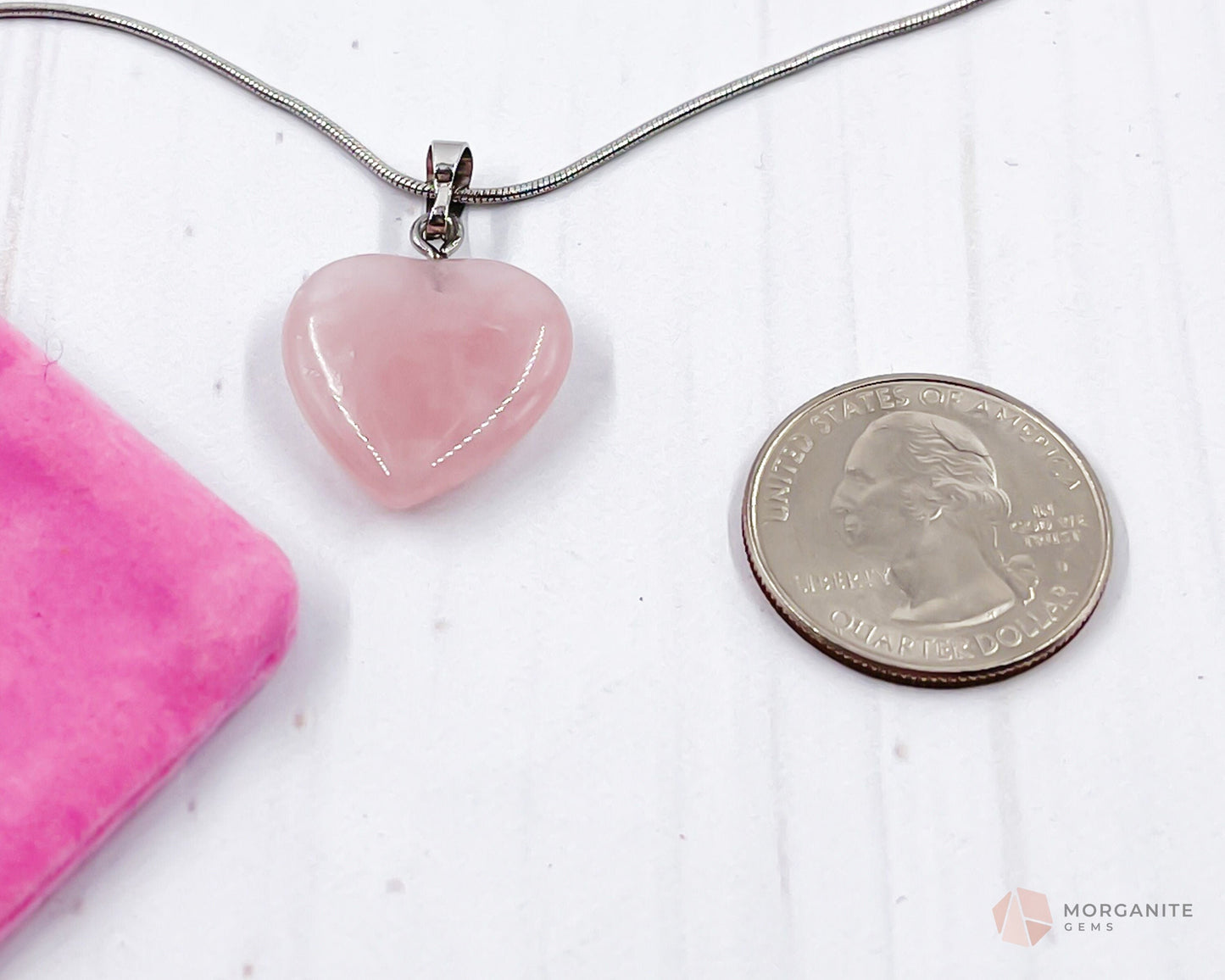 Heart Shaped Rose Quartz Pendant Necklace