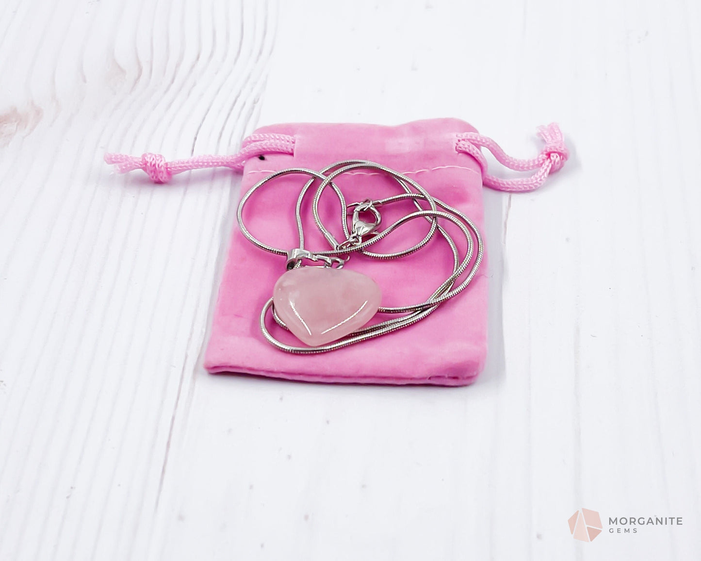 Heart Shaped Rose Quartz Pendant Necklace